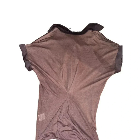 Lush Clothing smoky LavenderSheer Collared Blouse Size M Short Sleeve Casual Top - Picture 7 of 7